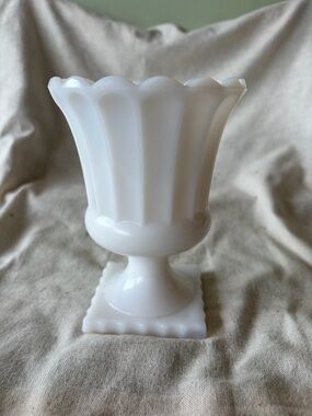Milk Glass Urn Vase - White Decorative Accent
